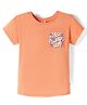 Smarty Girls Cotton Knit Half Sleeves Top with Floral & Have More Fun Text Print -Peach