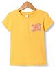 Smarty Girls Cotton Knit Half Sleeves Top with Floral & Always Keep Smiling Text Print -Yellow