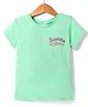 Smarty Girls Cotton Knit Half Sleeves Top with Floral & Sunshine Girl Text Print - Light Green