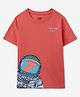 The Souled Store Cotton Half Sleeves Space Theme With Reversible Sequins Printed Tee - Orange