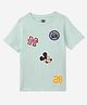 The Souled Store Cotton Mickey & Friends Featuring Half Sleeves Mickey Mouse Face Patch Detailed Tee - Green