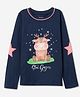 The Souled Store Cotton Full Sleeves Star Gazer Text Printed Tee - Navy Blue