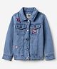 The Souled Store Cotton Denim Full Sleeves Lightning & Diamond Embroidered Jacket - Blue
