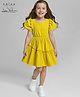 Arias 100% Cotton Woven Balloon Sleeves Frock with Cutout Detail At Waist - Yellow