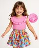 Babyhug Single Jersey Knit Sleeveless Top & Skirt Set With Floral Print - Pink
