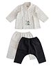 Tiber Taber 100% Cotton Full Sleeves Cars Embroidered Jhabla With Pants Set - Grey