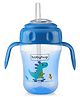 Babyhug Dino Printed Sipper Bottle With Silicone Spout & Straw Blue - 210 ml