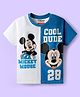 Babyhug Disney Single Jersey Knit Half Sleeves Oversized T-Shirt with Mickey Mouse Graphics - White & Blue