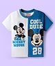Babyhug Disney Single Jersey Knit Half Sleeves Oversized T-Shirt with Mickey Mouse Graphics - White & Blue