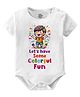 Baby Buzz 100% Cotton Holi Theme Half Sleeves Lets Have Some Colorful Fun Text Printed Onesie - White