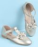 Pine Kids Velcro Closure Ballerina with Bow Applique - Gold