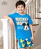 HoneyHap Disney Single Jersey Knit Half Sleeves Shorts Night Suit With Mickey Mouse Graphics - Blue