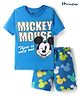 HoneyHap Disney Single Jersey Knit Half Sleeves Shorts Night Suit With Mickey Mouse Graphics - Blue