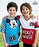 HoneyHap Disney Single Jersey Knit Half Sleeves Oversize Drop Shoulder T-Shirt with Mickey Mouse and Family Graphics Pack of 2 - Red & Light Blue