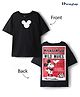 HoneyHap Disney Single Jersey Knit Half Drop Shoulder Sleeves Oversized T-Shirts with Front & Back Mickey Mouse Graphics - Black