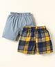 Rikidoos Pack Of 2 Checked & Striped Boxers - Yellow & Navy Blue