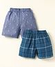 Rikidoos Pack Of 2 Checked & Paisley Printed Boxers - Light Blue