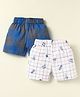 Rikidoos Pack Of 2 Checked & Typography Printed Boxers - Blue & White