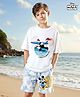 Honeyhap Disney 100% Cotton Half Sleeves T-Shirt & Shorts With Mickey Mouse Graphics & Tie & Dye Detailing - Light Blue & White