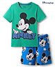 HoneyHap Disney Single Jersey Knit Half Sleeves Shorts Night Suit with Mickey Mouse Graphics - Green & Blue