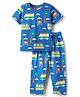 Babyhug Cotton Knit Half Sleeves Co-Ord Night Suit with Vehicle Print - Blue