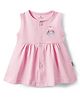 Child World Sinker Knit Sleeveless Front Open Frock with Bunny Print - Pink