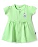Child World Sinker Knit Half Sleeves Front Open Frock with Bunny Print - Light Green