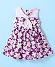 Babyhug Rayon Sleeveless Frock with Floral Print & Knot Detailing - Purple