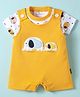 Child World Interlock Knit Half Sleeves Elephant Embroidered & Printed Dungaree Style Romper with Half Sleeves Inner T-Shirt - Yellow