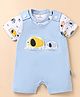 Child World Interlock Knit Half Sleeves Elephant Embroidered & Printed Dungaree with Half Sleeves Inner Tee - Sky Blue