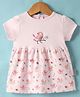 Child World Interlock Knit Half Sleeves Frock with Bird Embroidery & Print - Pink