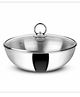 Orange Cookware Triply Stainless Steel Tasra with Glass Lid 1.5L 18cm Diameter