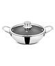 Orange Cookware Triply Stainless Steel Honeycomb Nonstick Deep Kadai with Glass Lid 2.0L 20cm Diameter