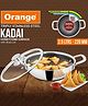 Orange Cookware Triply Stainless Steel Honeycomb Nonstick Deep Kadai with Glass Lid 2.5L 22cm Diameter