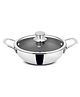 Orange Cookware Triply Stainless Steel Honeycomb Nonstick Deep Kadai with Glass Lid 3.5L 26cm Diameter