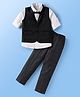 Mark & Mia Cotton Woven Full Sleeves Striped 3 Piece Party Suit With Bow - Black & White
