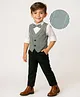 Mark & Mia Cotton Woven Full Sleeves Striped 3 Piece Party Suit With Bow - Dark Green & White