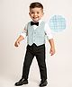 Mark & Mia Cotton Woven Full Sleeves Checks 3 Piece Party Suit With Bow - Sea Green