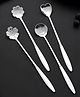 SYGA 4-Piece Premium Silver Dessert Spoon Set Long Handle Heart and Flower Shaped Coffee, Tea, and Ice Cream Spoon Set