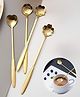 SYGA 4-Piece Premium Golden Dessert Spoon Set Long Handle Heart and Flower Shaped Coffee, Tea, and Ice Cream Spoon Set
