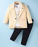 Dapper Dudes Half Sleeves Chervon Textured Blazer With Pant & Tee - Yellow