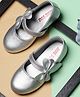 Mine Sole Bow Applique Detailed Shimmered Mary Jane Ballerinas - Silver