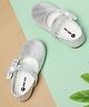 Mine Sole Foil Striped & Bow Designed Mary Jane Ballerinas - White