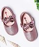 Mine Sole Bow Applique Detailed Glittered Mary Jane Ballerinas - Pink