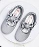 Mine Sole Bow Applique Detailed Glittered Mary Jane Ballerinas - Silver