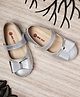 Mine Sole Bow Applique Detailed Mary Jane Ballerinas With Velcro Closure - Silver