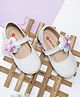 Mine Sole Glittered & Floral Sequins Embellished With Velco Closure Mary Jane Ballerinas - White