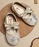 Mine Sole Glittered & Bow Applique Detailed With Velco Closure Mary Jane Ballerinas - Gold
