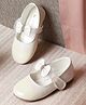 Mine Sole Stones Embellished Bow Designed Mary Jane Ballerinas - White