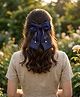 Ribbon Candy Bow Applique Detailed & Pearl Tassel Embellished Alligator Clip - Navy Blue